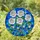 White Roses Rosebuds Stained Glass Art - Tiffany Style Blue Mosaic Background Design Stained Glass Suncatcher - 2