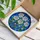White Roses Rosebuds Stained Glass Art - Tiffany Style Blue Mosaic Background Design Stained Glass Suncatcher - 3