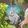White Rabbit Stained Glass Tiffany Mosaic Art - Pink Flower & Purple Hyacinth Accent Stained Glass Suncatcher - 1
