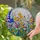 Stained Glass Wildflower Meadow Garden Mosaic - Orange Yellow Blue Purple Tulip Decor Stained Glass Suncatcher - 1