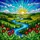 Glowing Tiffany Stained Glass River Landscape - Jewel Tones Forest & Flower Art Stained Glass Suncatcher - 5