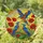 Stained Glass Blue Orange Birds Poppies Sun Mosaic - Tiffany Style Jewel Tone Art Stained Glass Suncatcher - 2