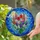 Blooming Tulips Hyacinths Lupines Crescent Moon Stars Dark Blue Night Sky Mosaic Window Art Stained Glass Suncatcher - 1
