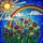 Tiffany Style Stained Glass Blooming Flowers Sun Rainbow Clouds Mosaic Blue Sky Jewel Tones Stained Glass Suncatcher - 5