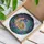 Calico Cat Sleeping Crescent Moon, Wisteria Vines - Tiffany Stained Glass Night Scene Stained Glass Suncatcher - 3
