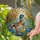 Highly Detailed Tiffany Glass Mallard Hen Duckling - Water Lily Mosaic Nature Lover Gift Stained Glass Suncatcher - 1