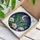Green Teal Moth Stained Glass Crescent Moon Starry Night White Magnolia Jewel Tone Art Stained Glass Suncatcher - 3