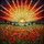 Glowing Poppy Meadow Stained Glass Sunrise - Translucent Wildflower Hill Landscape Art Stained Glass Suncatcher - 5