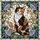 Calico Cat Stained Glass Art with Intricate Floral Border - Tiffany Style Design Stained Glass Suncatcher - 5