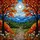 Cobblestone Path Autumn Forest Stained Glass Mountain Peaks Nature Scene Decor Stained Glass Suncatcher - 5