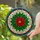 Tiffany Stained Glass Poinsettia Flower with Leaf Mosaic Border - Christmas Holiday Stained Glass Suncatcher - 1