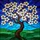 Tiffany Stained Glass Blossoming Tree with Creamy White Flowers Blue Sky Green Hills Landscape Stained Glass Suncatcher - 5