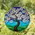 Tiffany Stained Glass Blossoming Tree with Creamy White Flowers Blue Sky Green Hills Landscape Stained Glass Suncatcher - 2