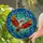 Vibrant Woodpecker Dynamic Flight Stained Glass - Tiffany Mosaic Teal Blue Green Red Orange Stained Glass Suncatcher - 1