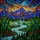 Intricate Jewel Tone Mountain River Forest Landscape Tiffany Style - Nature Vista Design Stained Glass Suncatcher - 5