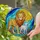 Symbolic Lion Lamb Tiffany Glass Mosaic Sunburst Sky Floral Stained Glass Style Stained Glass Suncatcher - 1