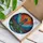 Wizard Lighthouse Stone Tower Island - Glowing Red Windows Staircase Sunset Jewel Tones Stained Glass Suncatcher - 3