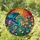 Teal Turquoise Dragon Stained Glass with Glowing Wings, Flower Garden, Swirling Sun Art Stained Glass Suncatcher - 2