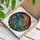 Teal Turquoise Dragon Stained Glass with Glowing Wings, Flower Garden, Swirling Sun Art Stained Glass Suncatcher - 3