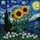 Sunflowers Starry Night Stained Glass Daisies - Tiffany Style Jewel Tone Mosaic Art Stained Glass Suncatcher - 5