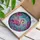 Flamingo Pink Teal Aqua Tropical Leaves Tiffany Stained Glass Art Jewel Tone Stained Glass Suncatcher - 3