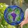 Stained Glass Grapes Tiffany Art - Purple Grape Leaves Blue Mosaic Fruit Design Stained Glass Suncatcher - 1