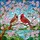 Intricate Cardinal Birds Cherry Blossom Stained Glass Art - Jewel Tone Nature Decor Stained Glass Suncatcher - 5