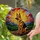 German Shepherd Dog Stained Glass Mosaic Sunset Mountains - Tiffany Style Art Gift Stained Glass Suncatcher - 1