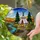 Camping Teepee Campfire River Pine Trees Moon Wildflowers - Tiffany Stained Glass Art Stained Glass Suncatcher - 1