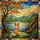 Corgi Dog Stained Glass Autumn Leaves Landscape - Hills Mountains Water Sky Mosaic Stained Glass Suncatcher - 5