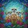 Five Curious Meerkats Tiffany Style Stained Glass with Blooming Flowers & Jewel Tone Sky Mosaic Stained Glass Suncatcher - 5