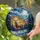 Majestic Stag Golden Antlers Winter Forest Full Moon Night Stained Glass Art Stained Glass Suncatcher - 1