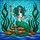Skeletal Mermaid Stained Glass Art Mosaic - Teal Hair, Green Tail, Bone, Watery Realm Stained Glass Suncatcher - 5