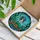 Skeletal Mermaid Stained Glass Art Mosaic - Teal Hair, Green Tail, Bone, Watery Realm Stained Glass Suncatcher - 3