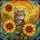 Realistic Curious Brown Gray Tabby Cat Sunflowers Tiffany Stained Glass Swirling Sky Mosaic Stained Glass Suncatcher - 5