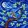 Stained Glass Bird on Branch Night Sky Moon Art with Leaves - Tiffany Style Home Decor Stained Glass Suncatcher - 5