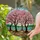 Pink Blossom Deciduous Tree Grove Stained Glass Art Tiffany Jewel Tone Window Display Stained Glass Suncatcher - 1