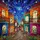 Stained Glass Cobblestone Street Urban Night Sky Fairy Lights with Blooming Flowers Buildings Stained Glass Suncatcher - 5