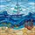 Blue Sailboat Ocean Waves Colorful Fish Shells Coral Faceted Jewels Bubbles Stained Glass Suncatcher - 5
