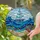 Blue Sailboat Ocean Waves Colorful Fish Shells Coral Faceted Jewels Bubbles Stained Glass Suncatcher - 1