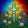 Highly Detailed Christian Cross Stained Glass Flowers Vines - Jewel Tone Sunset Sky Garden Art Stained Glass Suncatcher - 5