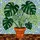 Monstera Deliciosa Plant - Tiffany Style Stained Glass Art with Terracotta Pot, Mosaic Background Stained Glass Suncatcher - 5