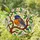 Colorful Robin Bird Orange Breast Blue Head Tiffany Stained Glass Mosaic Warm Yellow Art Stained Glass Suncatcher - 2