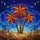 Stylized Abstract Palm Trees Sunburst Fronds Tiffany Stained Glass Night Sky Mosaic Stained Glass Suncatcher - 5