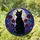 Black Cat Green Eyes Full Moon Stained Glass - Tiffany Style Red Flower Night Sky Art Stained Glass Suncatcher - 2