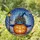 Stained Glass Jack-o'-Lantern Village Witch Hat - Glowing Twilight Sky Halloween Art Stained Glass Suncatcher - 2
