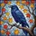 Majestic Raven Autumn Leaves Tiffany Glass Jewel Tone - Intricate Cracked Ice Mosaic Home Decor Stained Glass Suncatcher - 5