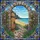 Ancient Stone Archway Coastal Beach Scene Rustic Door Flagstone Path Dark Cliff Home Decor Stained Glass Suncatcher - 5