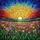 Tiffany Glass Sunset Wildflowers Hills Horizon Sky Landscape Edge-to-Edge Intricate Mosaic Stained Glass Suncatcher - 5