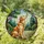 Golden Retriever Butterfly Tiffany Stained Glass Mosaic - Lush Landscape Dog Lover Gift Stained Glass Suncatcher - 2
